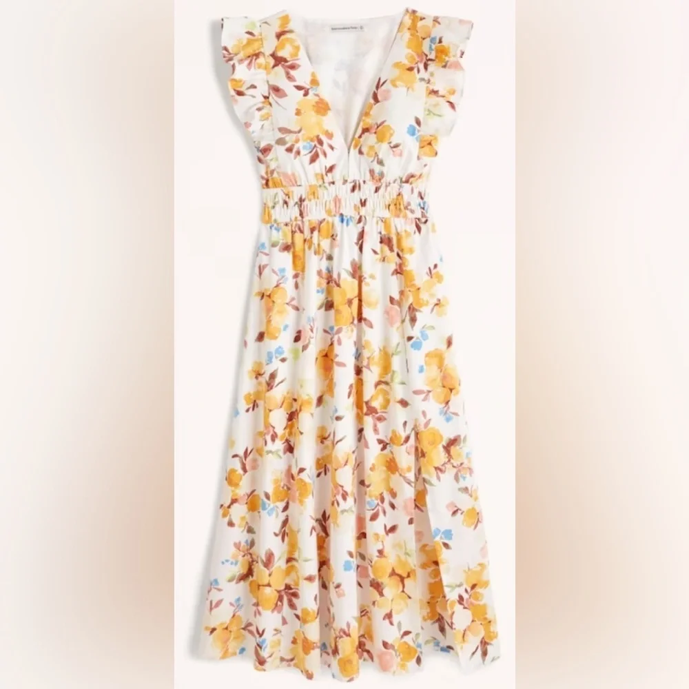 Abercrombie & Fitch White Maxi Dress with Yellow Floral Print - Picture 1 of 3